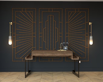 Accent Wall Moulding Art Deco Design and Installation Build Plan | Decorative Wall Design Layout Wood Wall Art | Printable Downloadable PDF