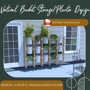 DIY Vertical Bucket Planter and Storage Shelf Design | PDF Build ...