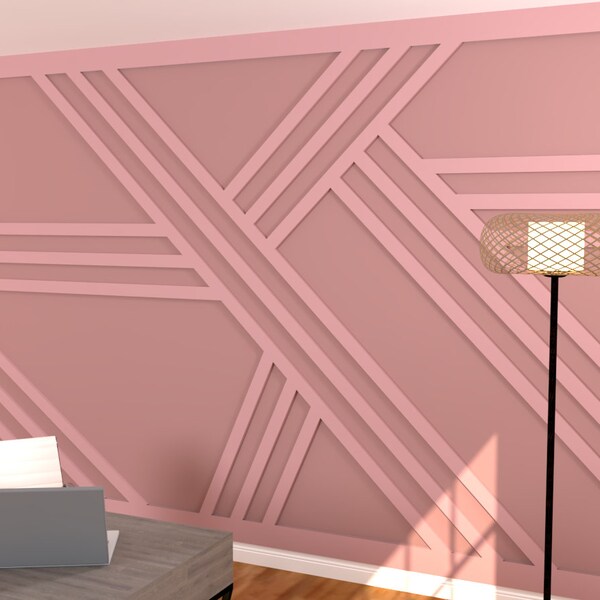 Accent Wall Moulding Modern Design and Installation Build Plan | 14 Sizes Included | Bespoke Wall Design Layout Wood Wall Art | PDF Download