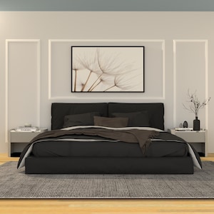 Statement Wall Moulding Design, &quot;Julie Design&quot; in 4 Sizes, Build Guide, Bedroom Accent Wall Layout, Wood Wall Art Bedroom - PDF Download