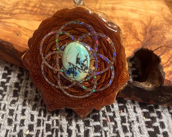 Azurite Turquoise Pinecone Pendant