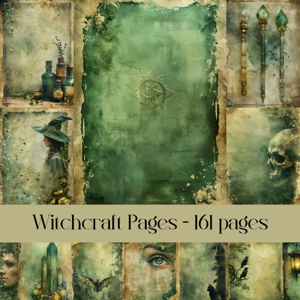 Witchcraft Pages for Scrapbook, Junk Journal, wall art, digital paper, occult, witch, halloween, pagan, fantasy, magic, ephemera