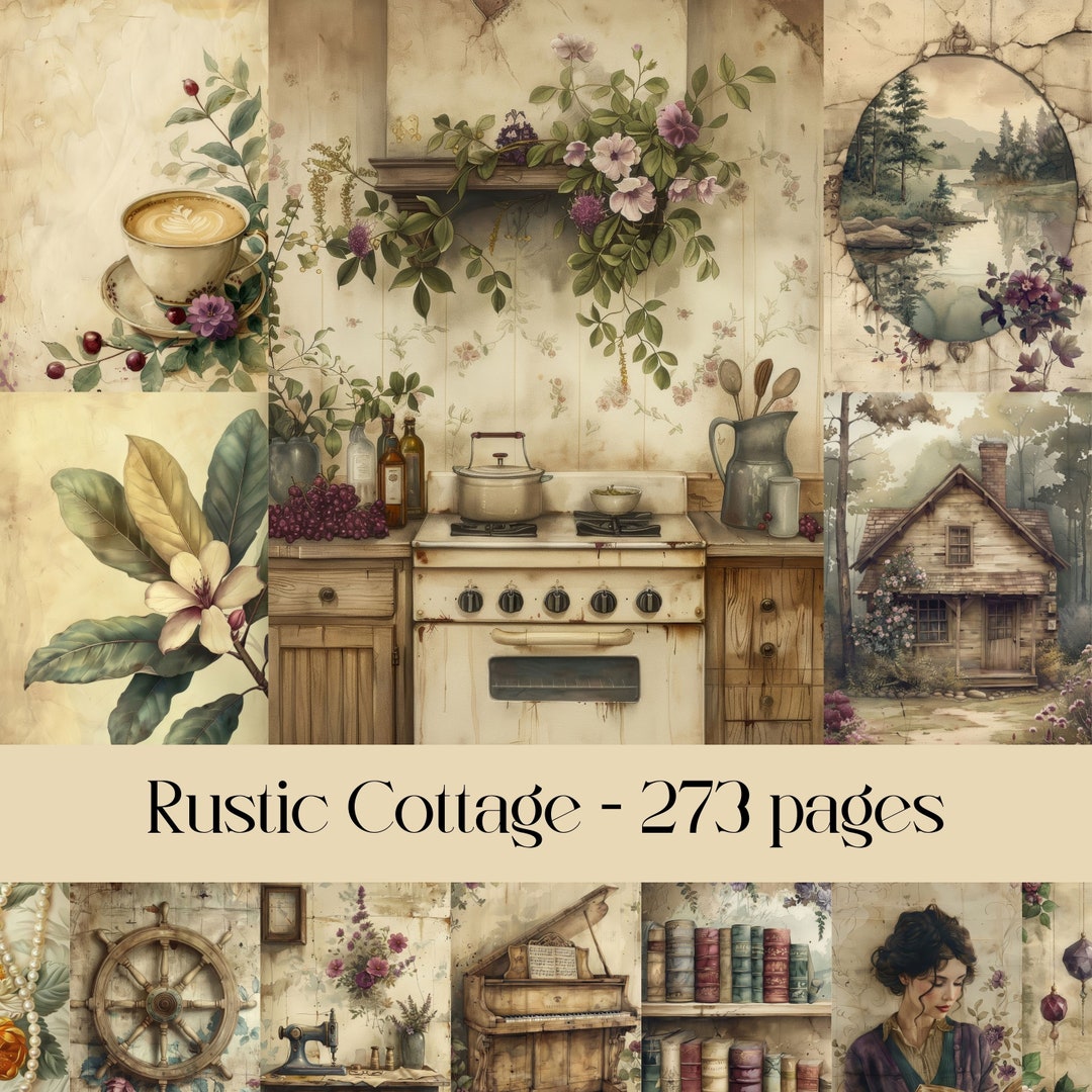 Rustic Cottage Junk Journal Pages, Farmhouse Interiors (digital ...