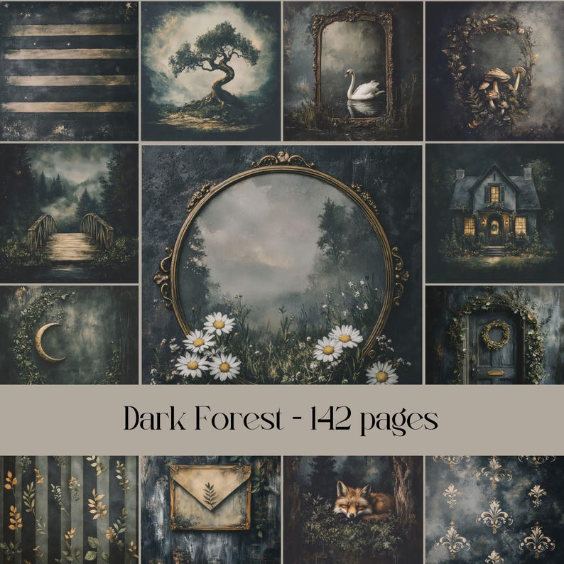 Dark Forest Junk Journal Pages: Woodland Scrapbook Paper (digital ...
