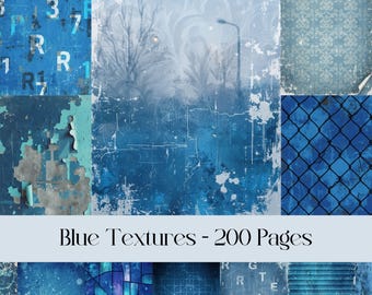 Blue Grunge Texture Paper: Abstract Scrapbook Backgrounds (Digital Download)