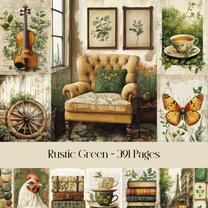 Pages vertes rustiques, papier numérique, chalet, journal indésirable, papier de scrapbooking, nature, feuilles, verdure, botanique, vie verte, voyage, fleur