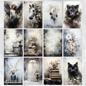 Black and White Shabby Chic Junk Journal Pages, Scrapbooking ...