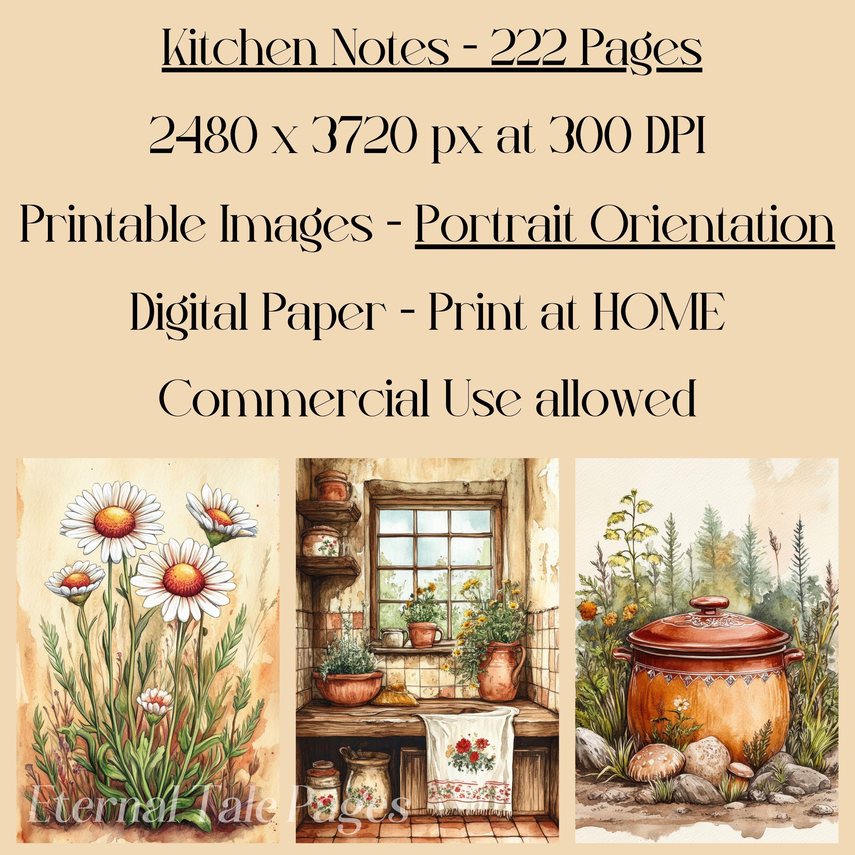 Helpful Kitchen Notes Kitchen Notes Digital Paper: Food & Cooking Scrapbook (222 Pages ...