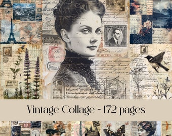 Vintage Paris Collage Paper: Antique Ephemera for Junk Journals (Digital Paper)