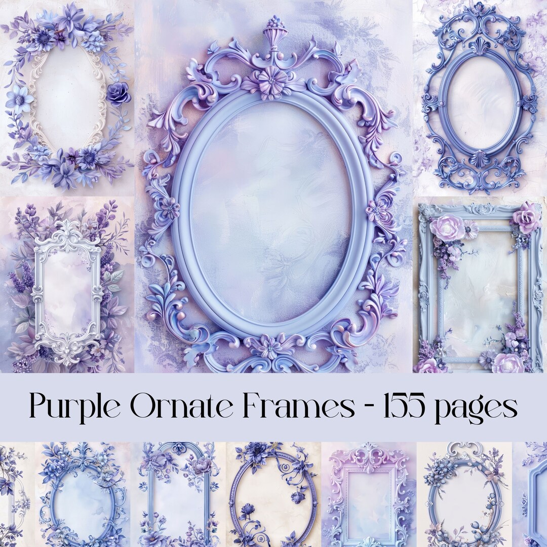 Purple Ornate Frames: Rococo Baroque Digital Paper (155 JPEG) - Etsy