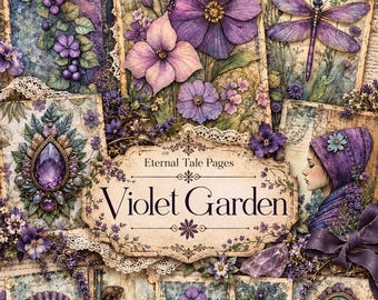 Violet Garden Digital Paper: Purple Floral Junk Journal (170 Printable Images)