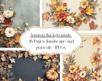 Autumn Digital Paper: Pumpkins, Leaves, Harvest Backgrounds (Digital Download)