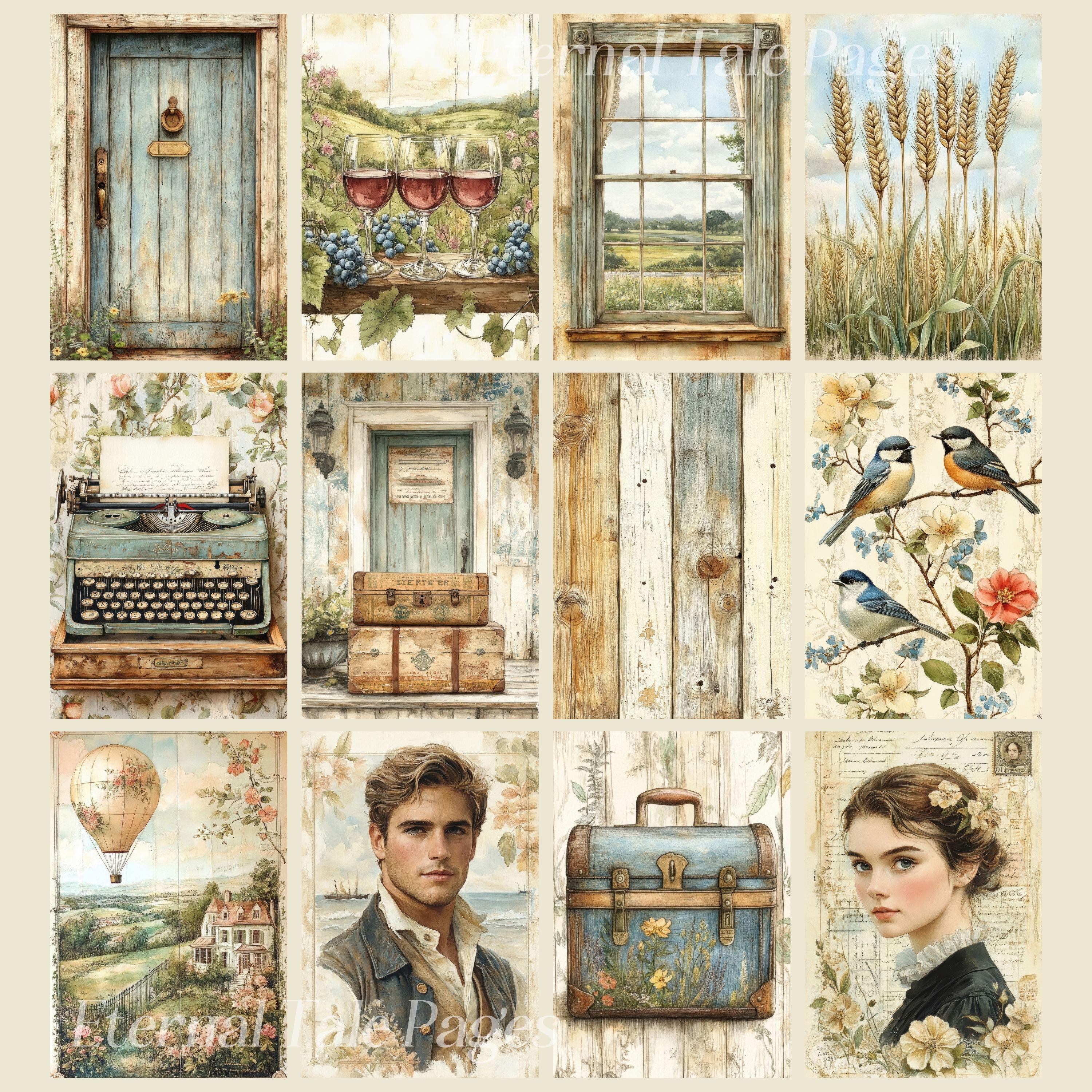 Rustic Cottage Junk Journal Pages, Vintage Ephemera (digital Paper A4 ...