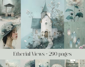 Etherial Views Junk Journal Pages: Misty Floral Landscapes (Digital Download)