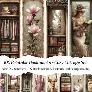 Marque-pages chalet confortable, journal indésirable, scrapbooking, pays rustique, campagne, cottagecore, ferme, lecture confortable, shabby chic, vintage