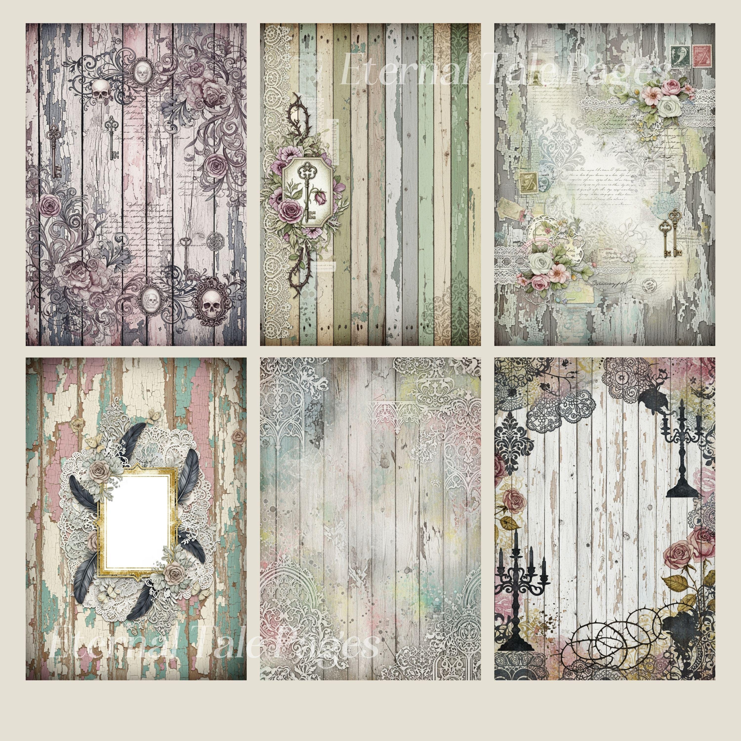 Gothic Shabby Chic Digital Paper Pack: Junk Journal Pages (A4 & US ...