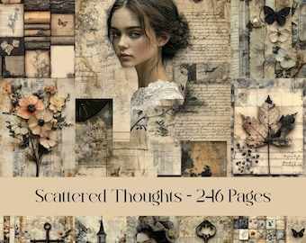 Vintage Ephemera Digital Paper: Junk Journal Pages (246 A4 JPEGs)
