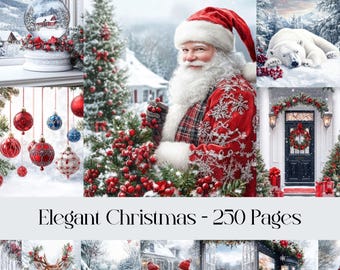 Papel elegante para álbumes de recortes navideños: 250 imágenes festivas de invierno (descarga digital)