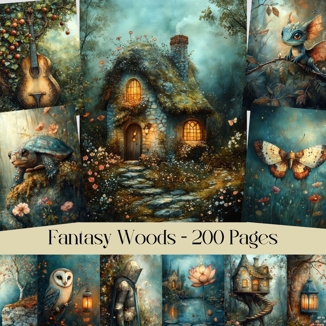 Fantasy Woods Digital Paper for Junk Journals and Scrapbooking ...