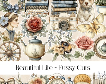 Rustic Cottage Fussy Cuts: Vintage Ephemera for Junk Journals (PNG, JPEG)