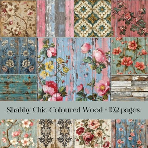 Shabby Chic Coloured Wood Texture Pages, Junk Journal, Scrapbook paper, digital paper, weathered texture, printable images, ephemera