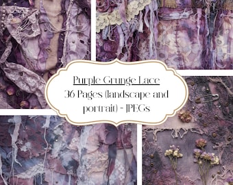 Lila Grunge Spitze Digital Paper Pack: Gothic Scrapbook Seiten (Digitaler Download)
