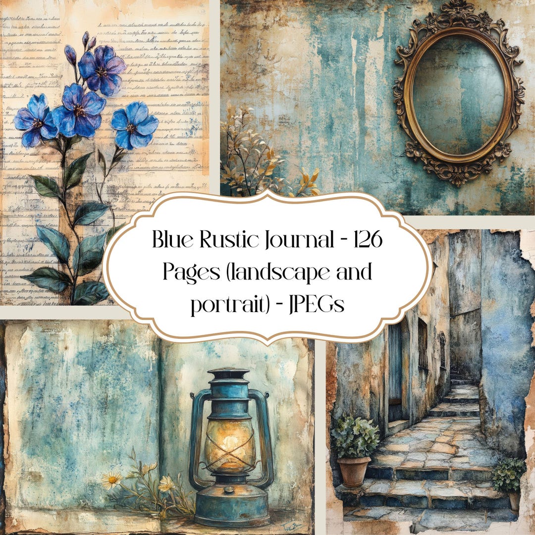 Blue Rustic Junk Journal Pages, Vintage Ephemera (digital Paper) - Etsy