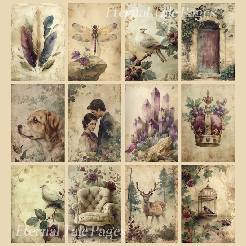 Rustic Cottage Junk Journal Pages, Farmhouse Interiors (digital ...