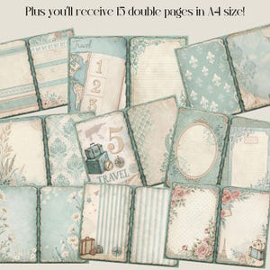 May include: A set of 15 double-sided scrapbook pages in A4 size. The pages feature a vintage travel theme with images of suitcases, compasses, and maps. The pages are decorated with a variety of patterns, including floral, paisley, and stripes. The pages are printed on high-quality paper and are perfect for scrapbooking, card making, and other paper crafts.