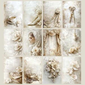 Sepia Still Life Digital Paper: Vintage Floral Ephemera (153 Printable ...