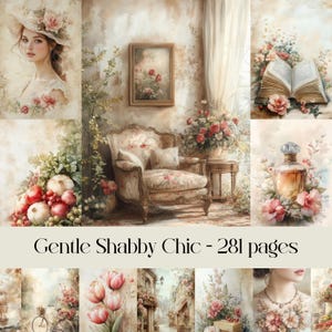 Gentle Shabby Chic Pages, digital paper, junk journal, scrapbook paper, beige and neutral colours, floral, vintage ephemera, rustic cottage