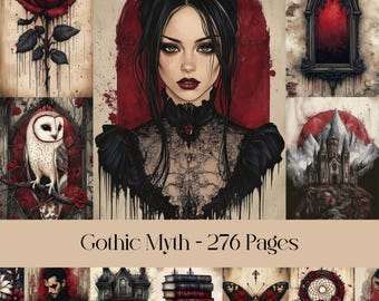 Gothic Myth Junk Journal Pages: Dark Academia Ephemera (Digital Paper)