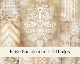 Beige Junk Journal Paper: Faded Lace, Damask, Tartan (Digital Download)