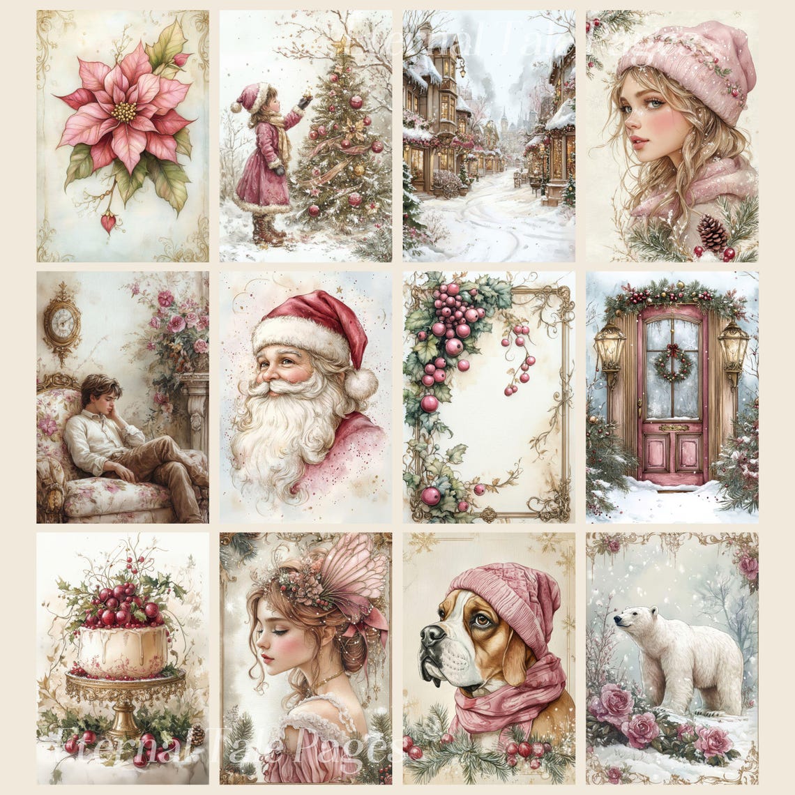 Christmas Junk Journal Pages: Vintage Winter Ephemera (digital Paper ...
