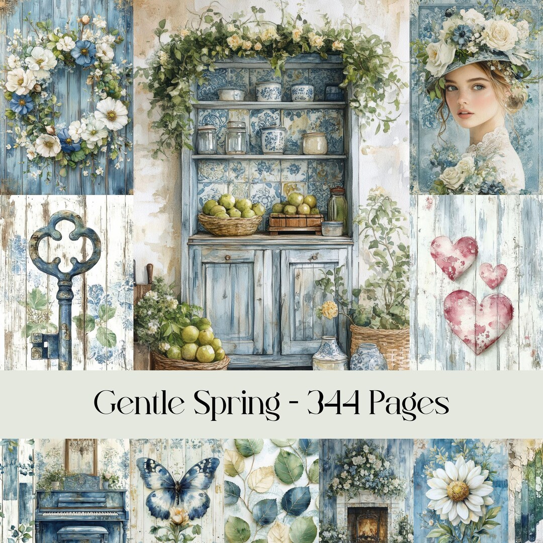 Spring Cottage Digital Paper: Vintage Ephemera for Junk Journals (344 ...