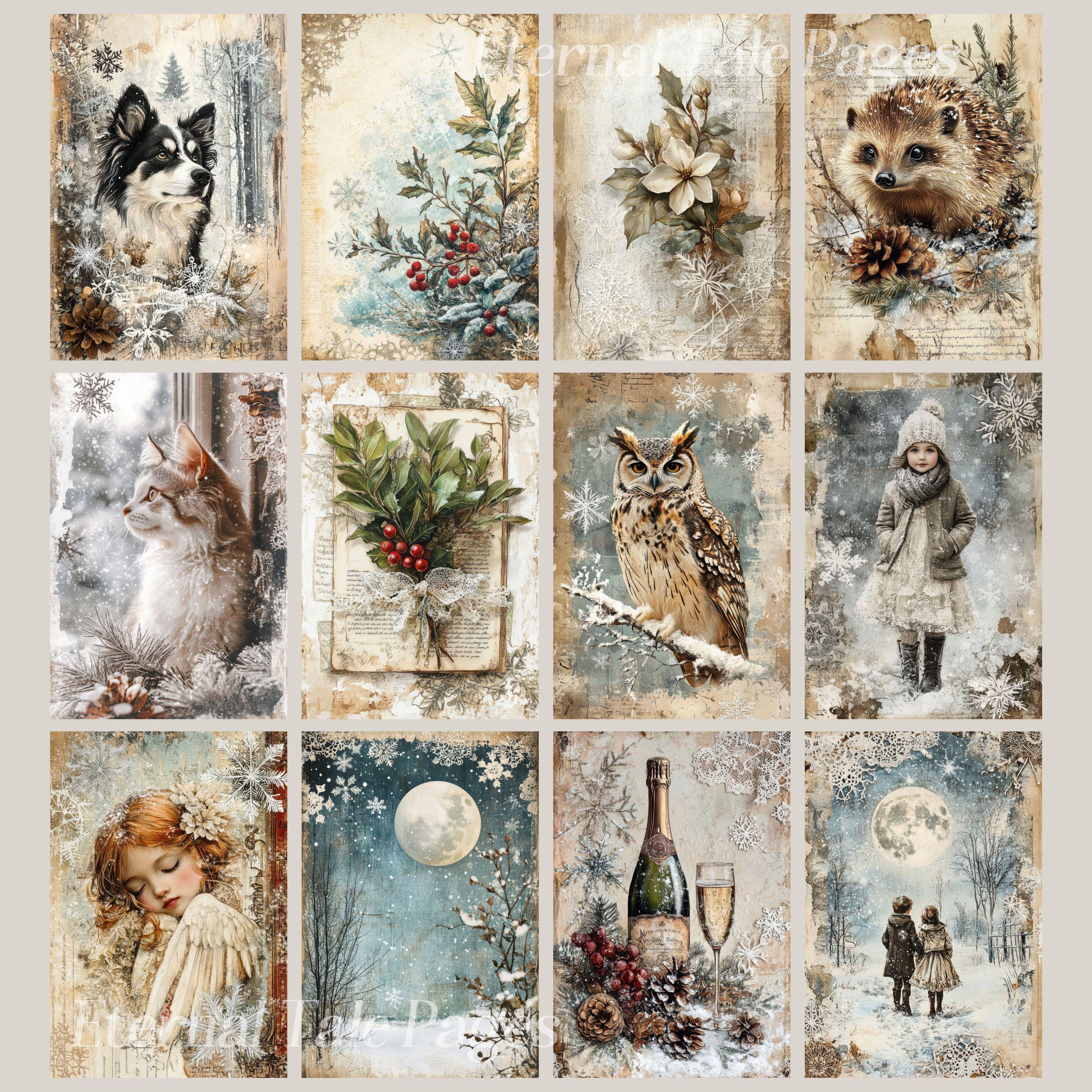 Vintage Christmas Digital Paper: 304 Festive Junk Journal Pages ...