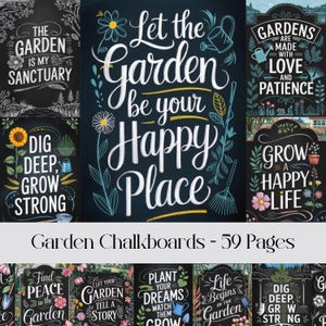 Lavagne da giardino, frasi, poster stampabili, giardinaggio, natura, piante, carta digitale, citazioni, ispirazione, diario spazzatura, copertina per planner
