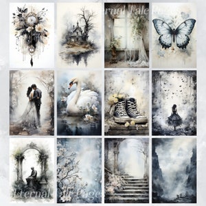 Black and White Shabby Chic Junk Journal Pages, Scrapbooking ...