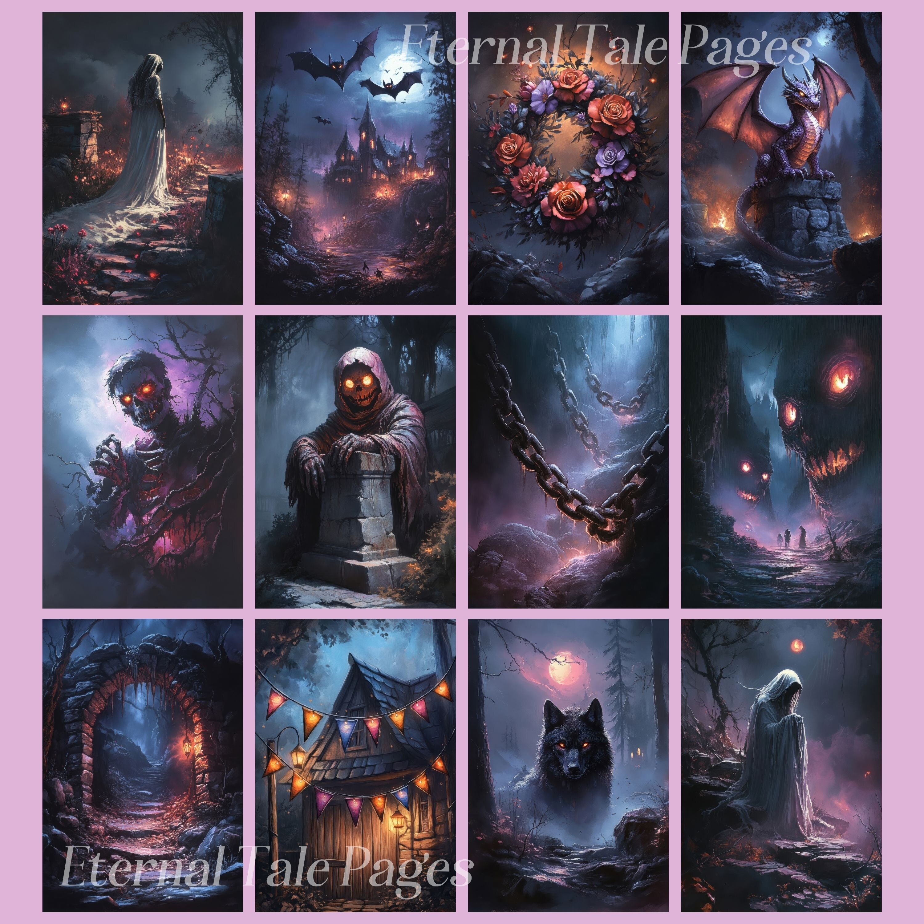 不気味なハロウィーンのジャンクジャーナルページ：不気味なデジタル