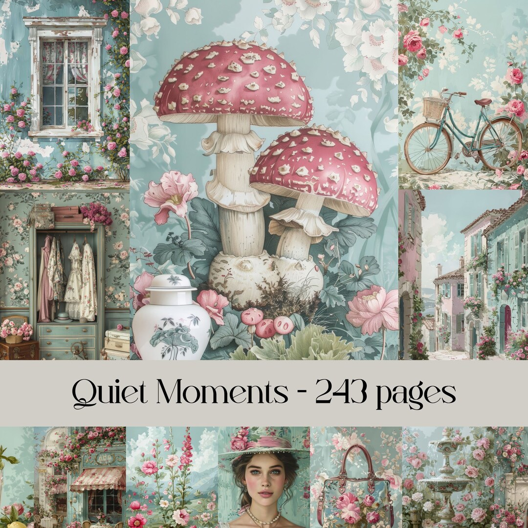 Shabby Chic Floral Digital Paper: Junk Journal Scrapbook Pages (digital ...