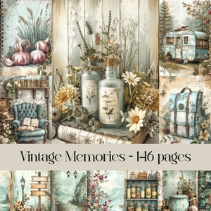 Vintage herinneringen, afbeeldingen portretoriëntatie, junkjournal, scrapbooking, digitaal papier, afdrukbaar papier, kortstondig, decoupagepapier