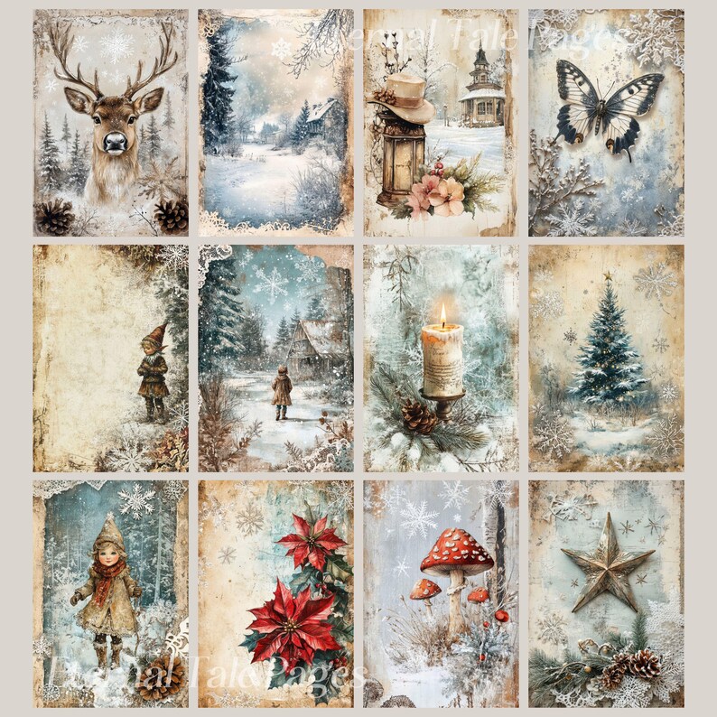 Vintage Christmas Digital Paper: 304 Festive Junk Journal Pages ...