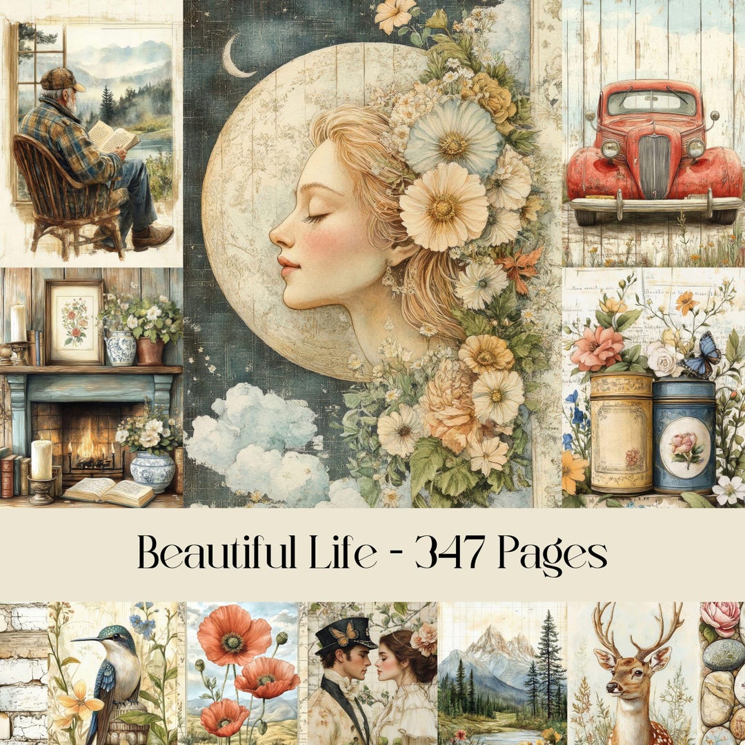 Rustic Cottage Junk Journal Pages, Vintage Ephemera (digital Paper A4 ...