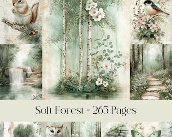 Forest Junk Journal Pages: Botanical Scrapbook Paper (Digital Download)
