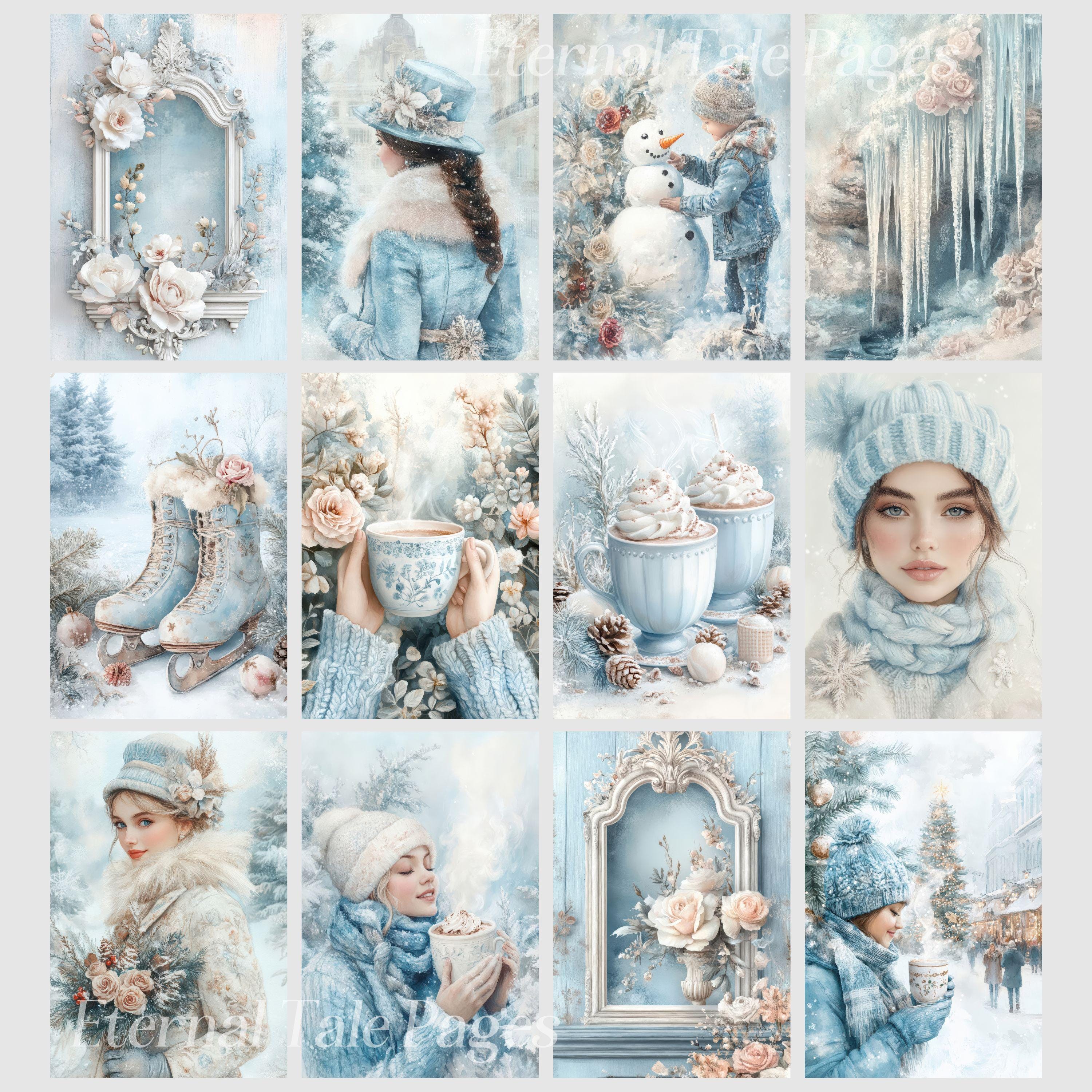 Icy Christmas Junk Journal Pages: Winter Scrapbook Paper (digital ...