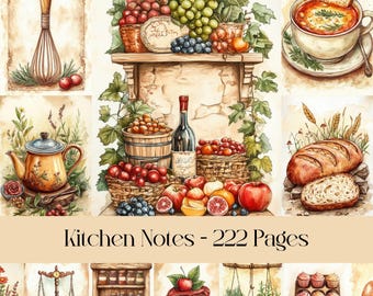Digitaal keukenpapier: plakboek eten en koken (222 pagina's) (digitale download)