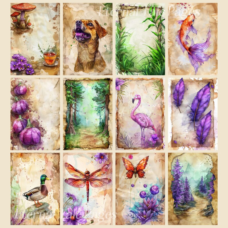 Watercolor Notes, Scrapbook, Junk Journal, Digital Paper, Paper Texture