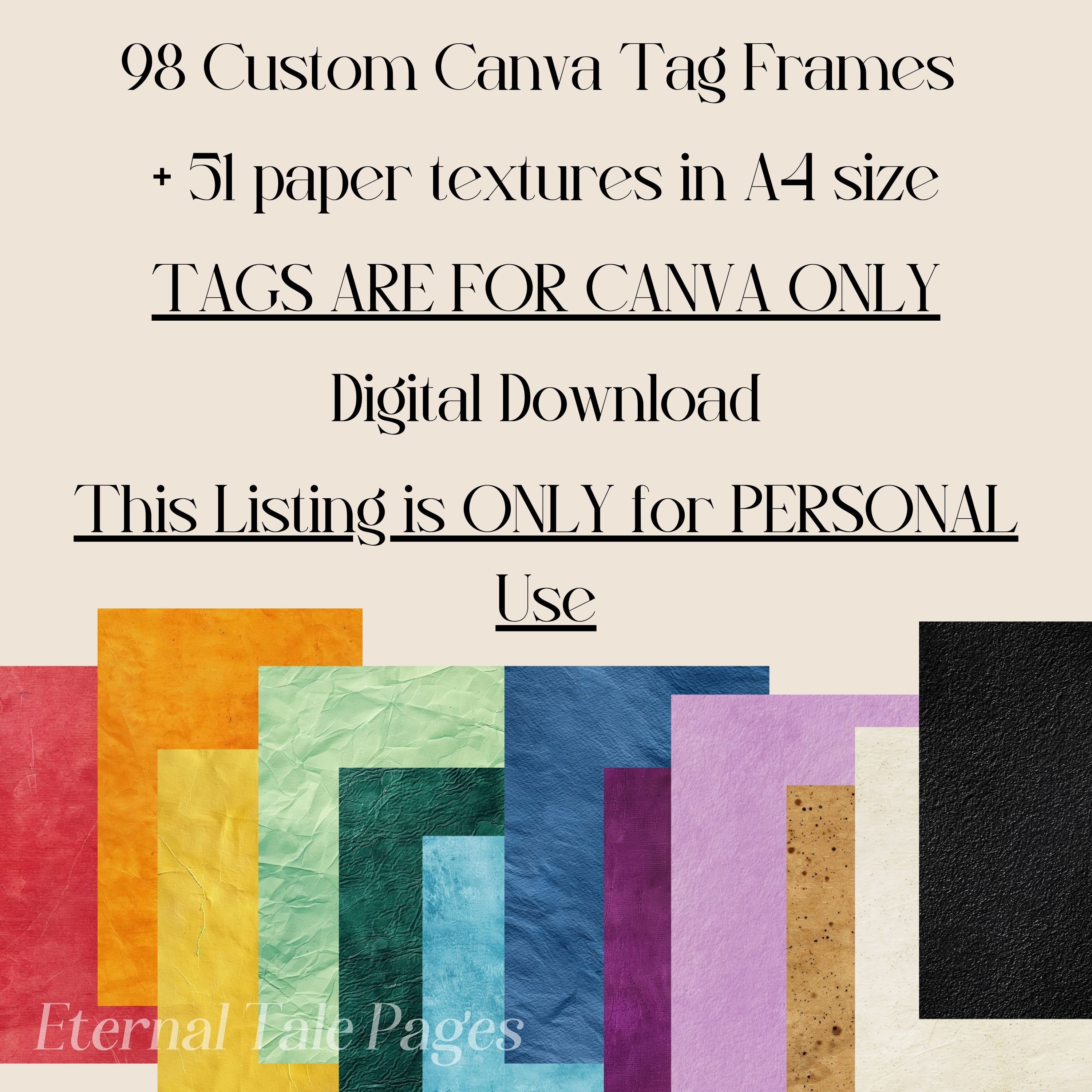 Canva Tag Frames With Paper Textures: Junk Journal Scrapbooking ...