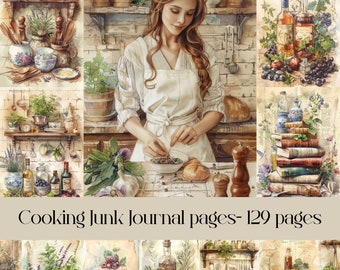 Vintage Kitchen Junk Journal Pages: Chef Scrapbook Ephemera (Digital Download)