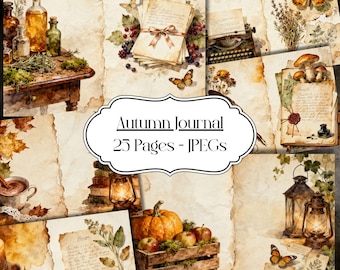 Páginas de diario basura de otoño: Kit de efímeras vintage (descarga digital)